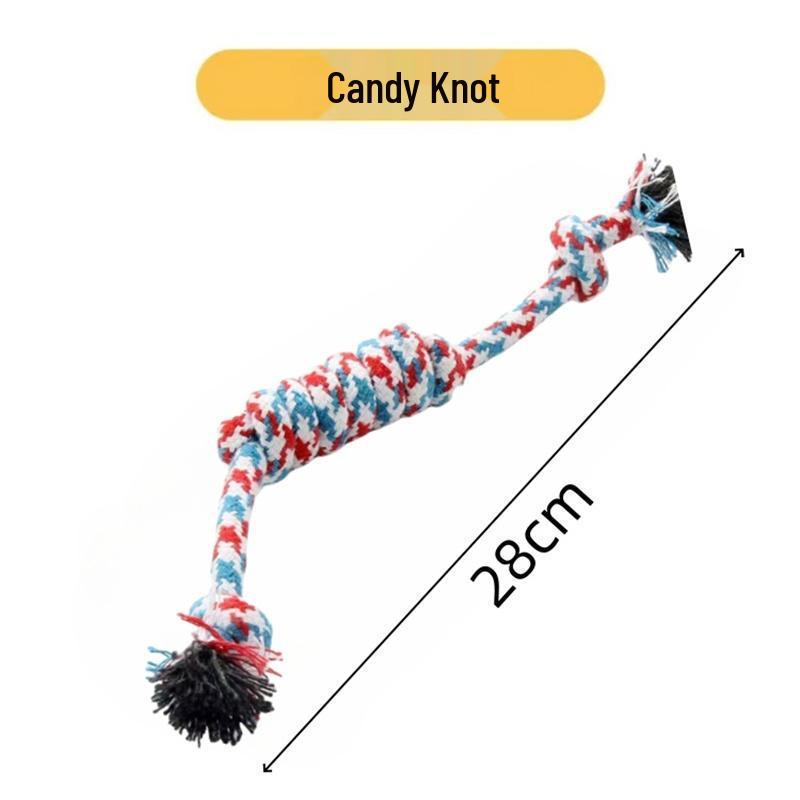 Kjæledyr Interaktiv Bomullstau Biteleke Ball med Dobbel Trekknute for Hunder