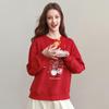 LEDIN 2025 Spring New Year Red Crew Neck Sweatshirt