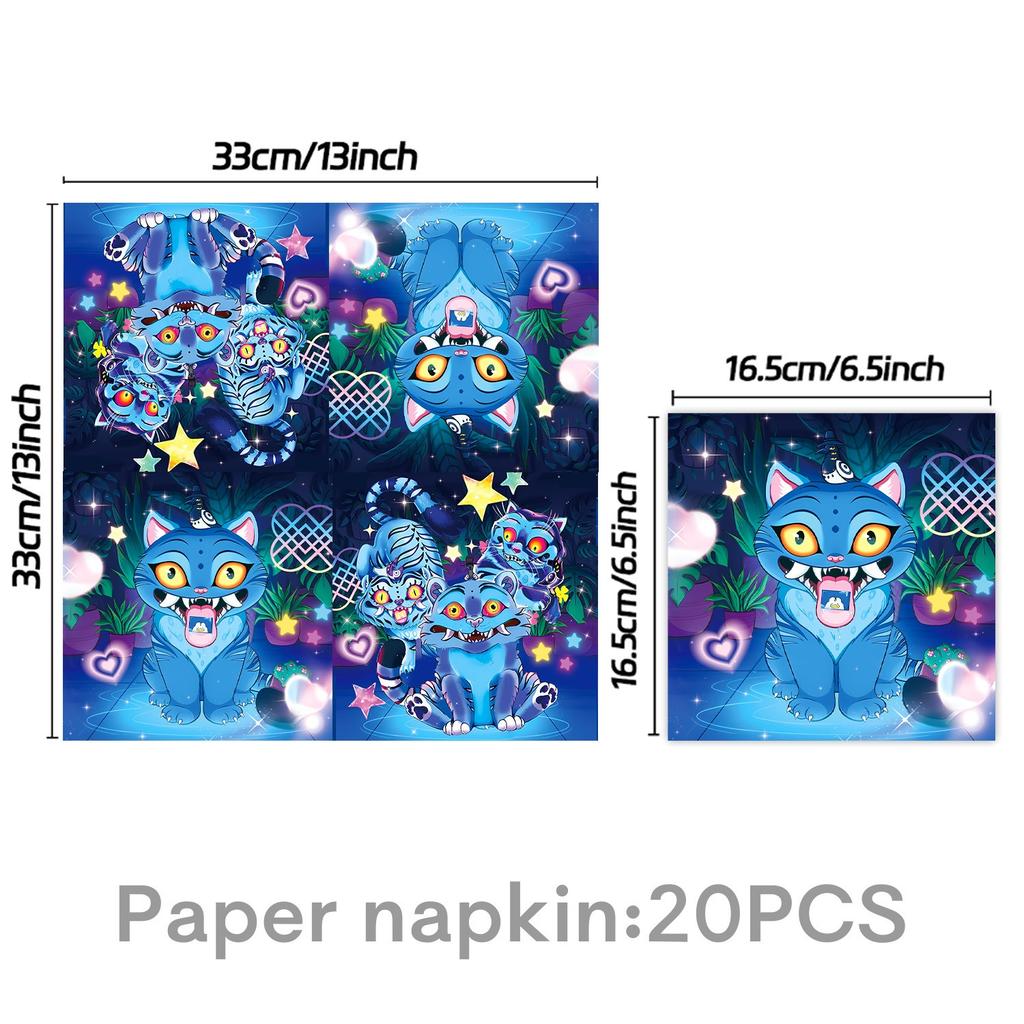 K-pop Demon Hunters Derpy Tiger Celebration Disposable Tableware Blue Collection Present Tablecloth Banner Xmas Birth Date Celebration Supplies