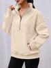 Autumn/Winter European & American Women's Pocket Half-Zip Loose Spliced Stand-Up Collar Fleece Sweatshirt