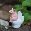 Funny Sitting On Toilet Bathroom Statue Cartoon Creative Frog Ornament Novelty Cute Pig Statue Bathroom Decor