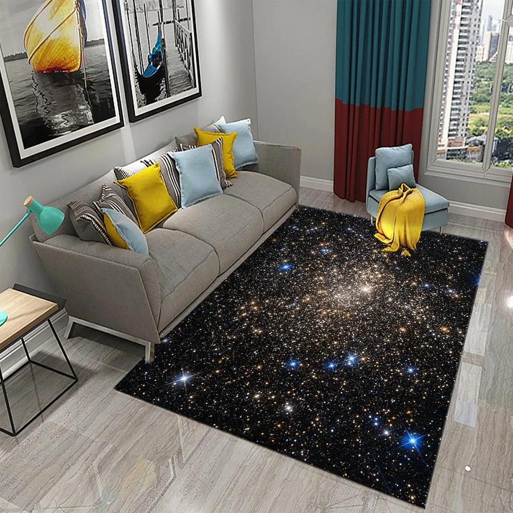 Star Carpet Space Galaxy Area Rug For Living Room Coffee Chair Bedroom Bathroom Entrance Non-Slip Home Decor