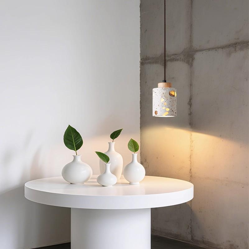 Terrazzo Creme Nachttisch-Pendelleuchte - Moderner Stil für Hauptschlafzimmer, Wohnzimmer, Bar, Treppenhaus oder Eingangsbereich.