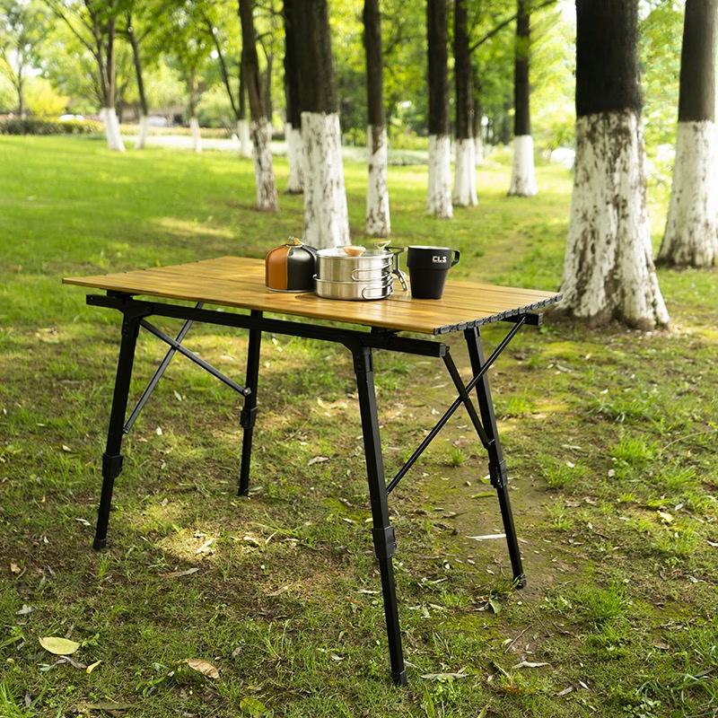 ZISIZ Wood Grain Aluminum Alloy Folding Table