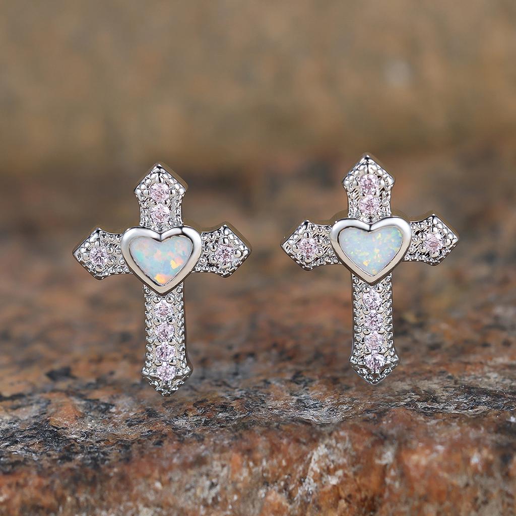 Hot Selling Love Cross Earrings for Women Niche Sweet and High End Fashionable and Versatile
