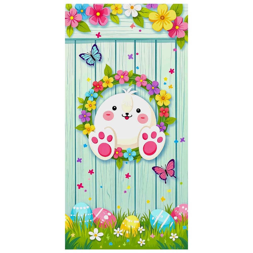 Holiday Banner Spring Theme Easter Egg Banner Easter Bunny Banner Colorful Bunny Theme For Spring Party Family Gathering