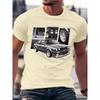 Summer Cotton Men's Fashionable Classic Car Pattern Printed Loose Round Neck Short Sleeved T-shirt Top