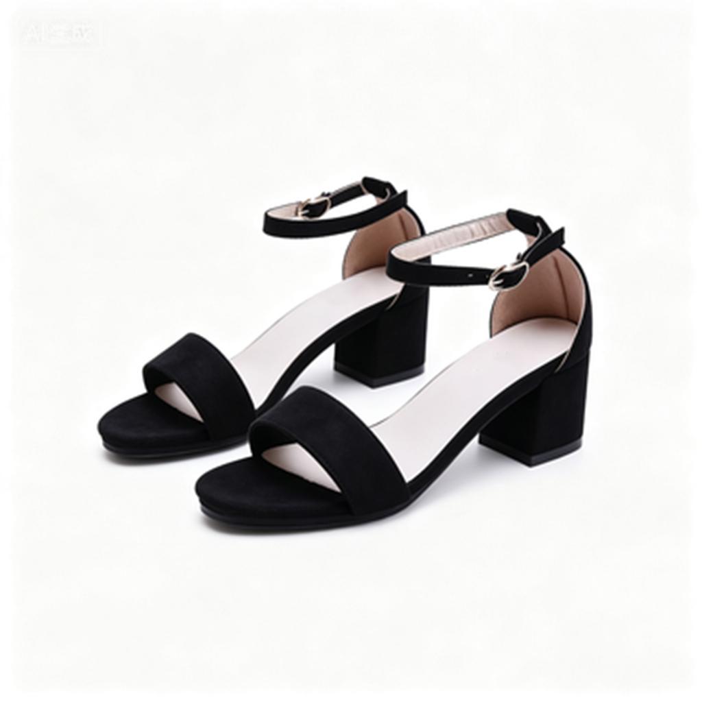 Summer Simple Block Heel Sandals Open Toe Ankle Strap Casual Fashion Women Shoes Comfortable Durable Design