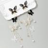 New Elegant Fairy Chiffon Buterfly Tassel Earrings For Women Fashion Imitation Pearl Dangle Drop Earrings Party Wedding Jewelry Gifts