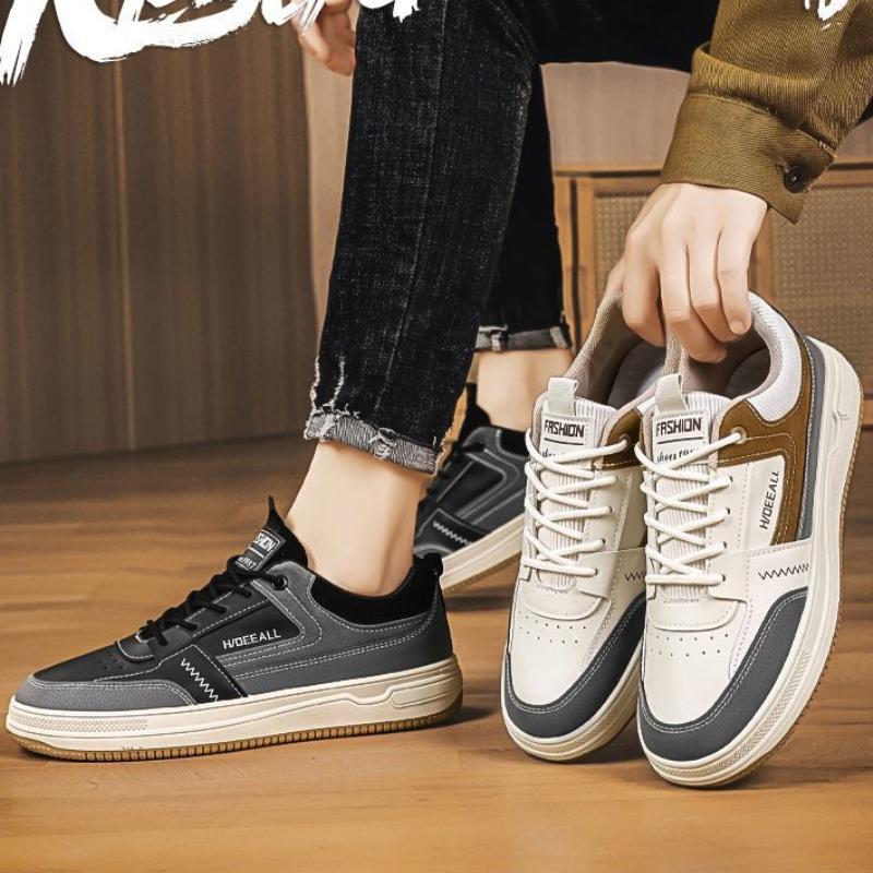 Pantofi sport pentru bărbați, la modă, cu model patchwork, cu aderență superioară, ventilați, confortabili, cu șireturi sigure, pentru stilul de zi cu zi