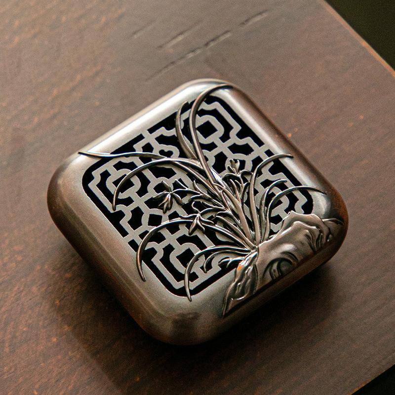 Alloy Retro Incense Box Coil Incense Burner Plum Blossom Bamboo Tea Ceremony Sandalwood Mini Burner Aromatherapy Home Decor