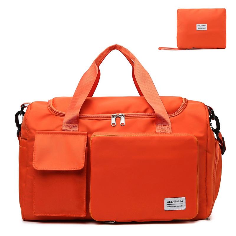 

Foldable Travel Duffel Bag with Shoes Compartment Sports Gym Bag Weekender Overnight Bag for Women and Men помаранчевий