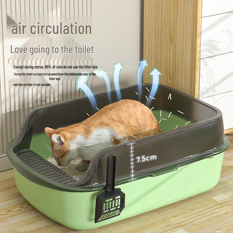 Extra Large Semi-Enclosed Anti-Splash Cat Litter Box - Double Layer Kitten Toilet Essentials