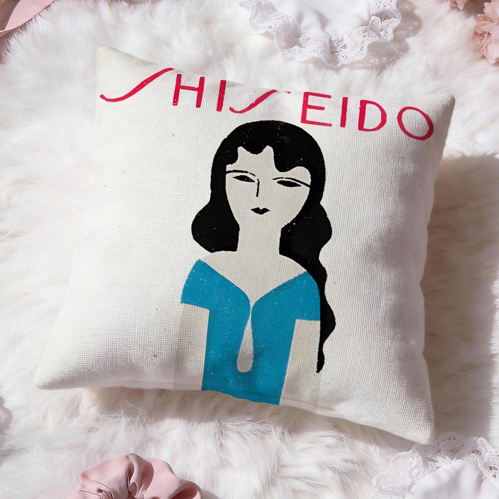 brand logo s-Shiseido Cushion Cover Premium Comfort Reversible Pillow Cove -Two in One Design for Any Room & Car Interior