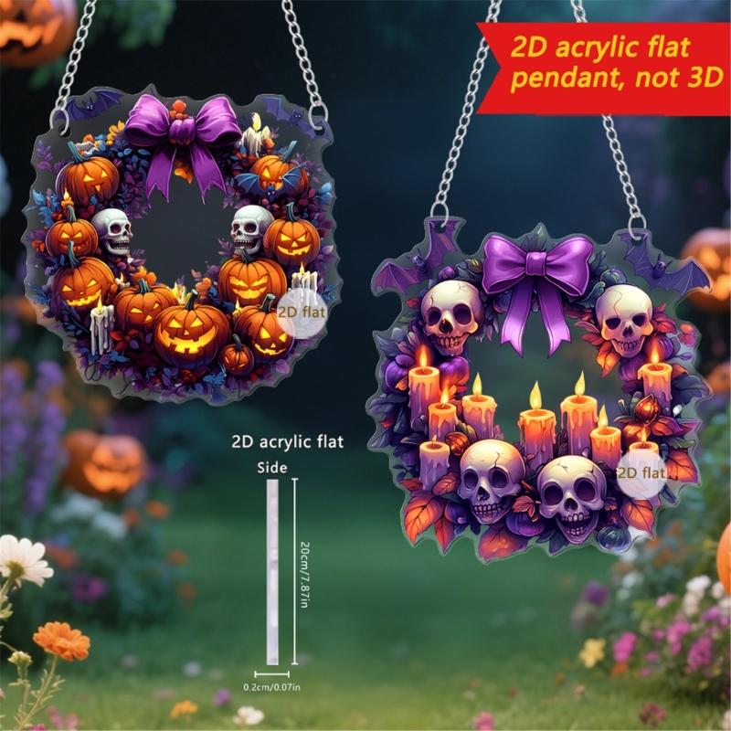 Cartoon Halloween Ghostly 2D Flat Acrylic Wall Decors Light Hanging Craft Ornament For Home Office School Decoration