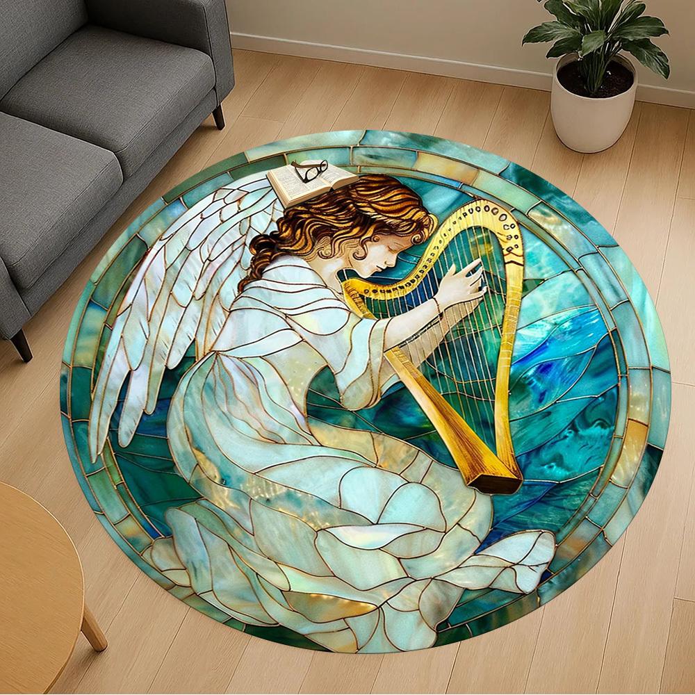 1PC Angel Harp Office Round Area Rug, Under Office Chairs Bedroom Living Room Home Decor, Carpet for Office -1110057
