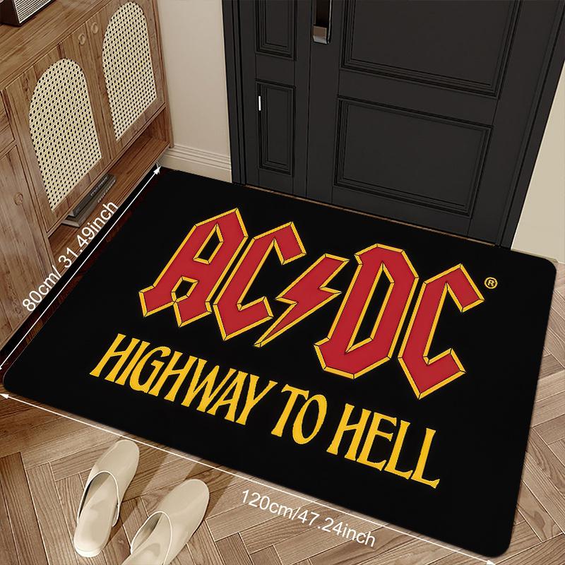 

AC/DC Highway To Hell Приветственный коврик для входа Черный износостойкий коврик для использования в помещении и на улице Приветственный принт Приветственный коврик | Нескользящая основа 30x50cm