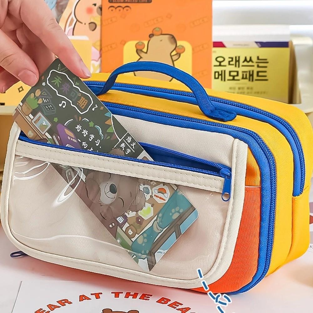 Flip Cover Pen Bag Multilayer Stationery Organizer New Pencil Case Gifts