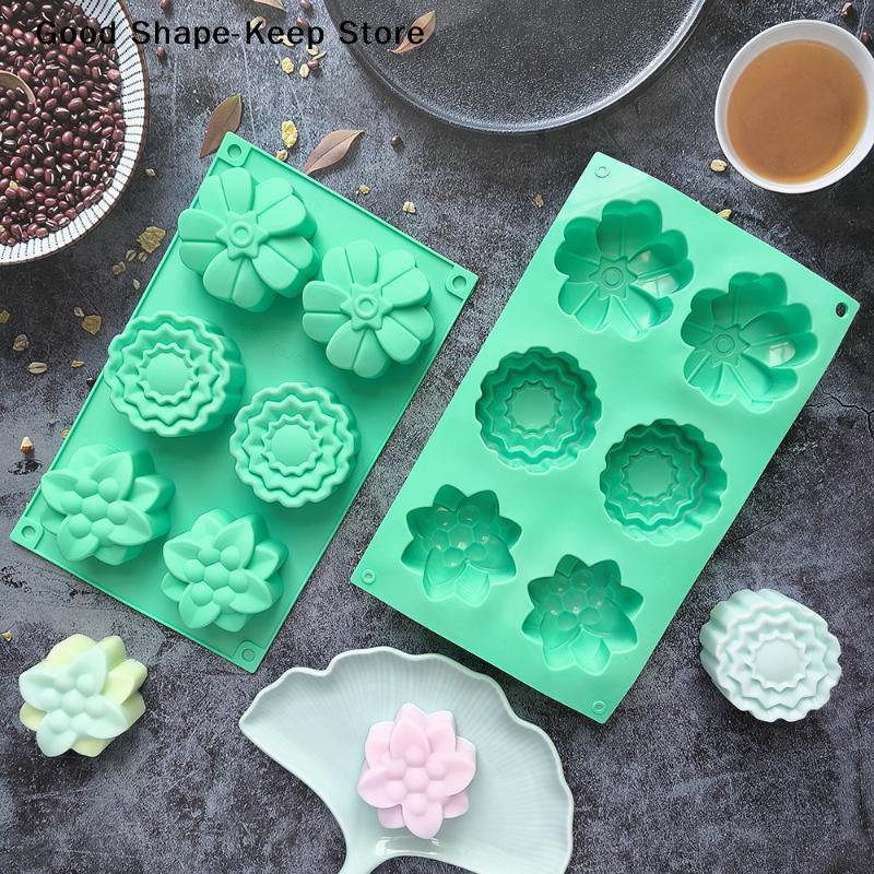 DIY Handmade Fondant Cake Baking Chocolate Sugar Cake Tool 6 Cavity Flowers Silicone Mold Resin Polymer Clay Making Mould