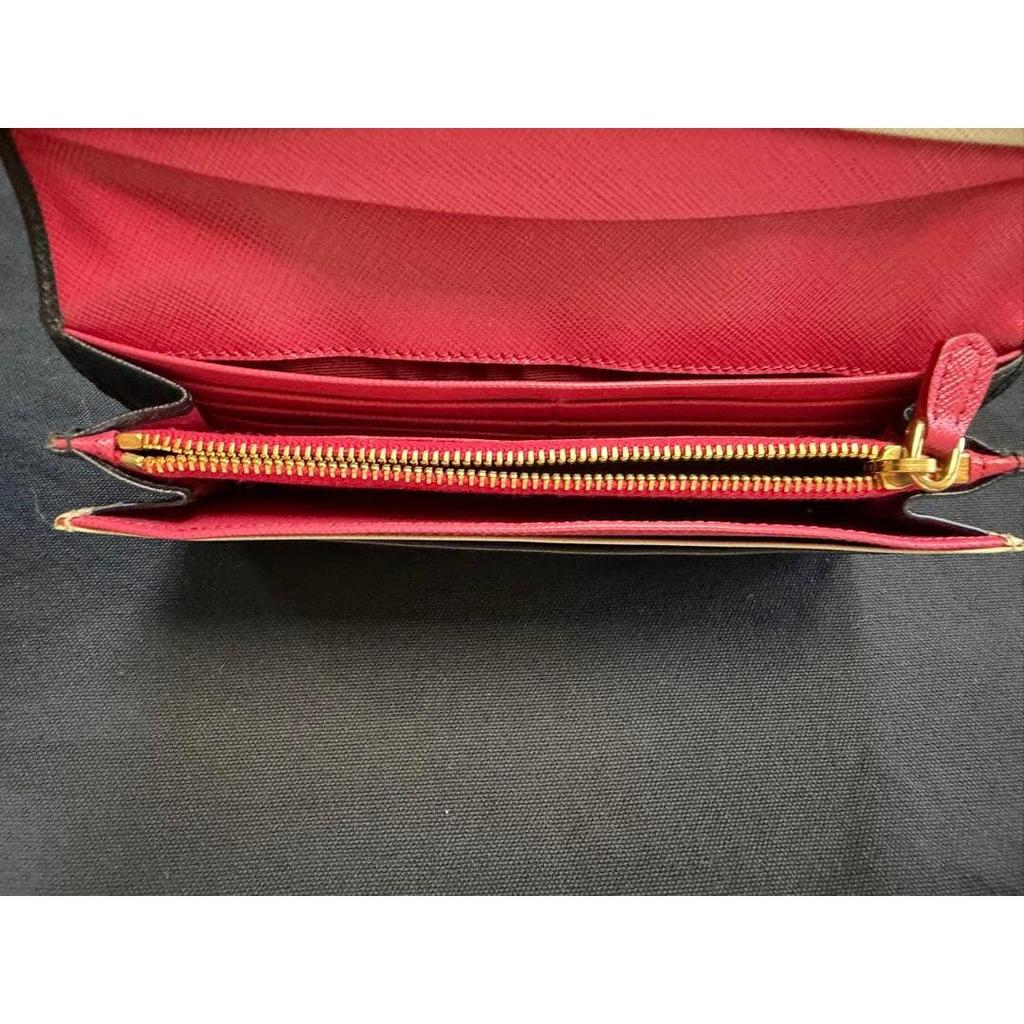 Used PRADA Saffiano Leather Bi-color Long Wallet