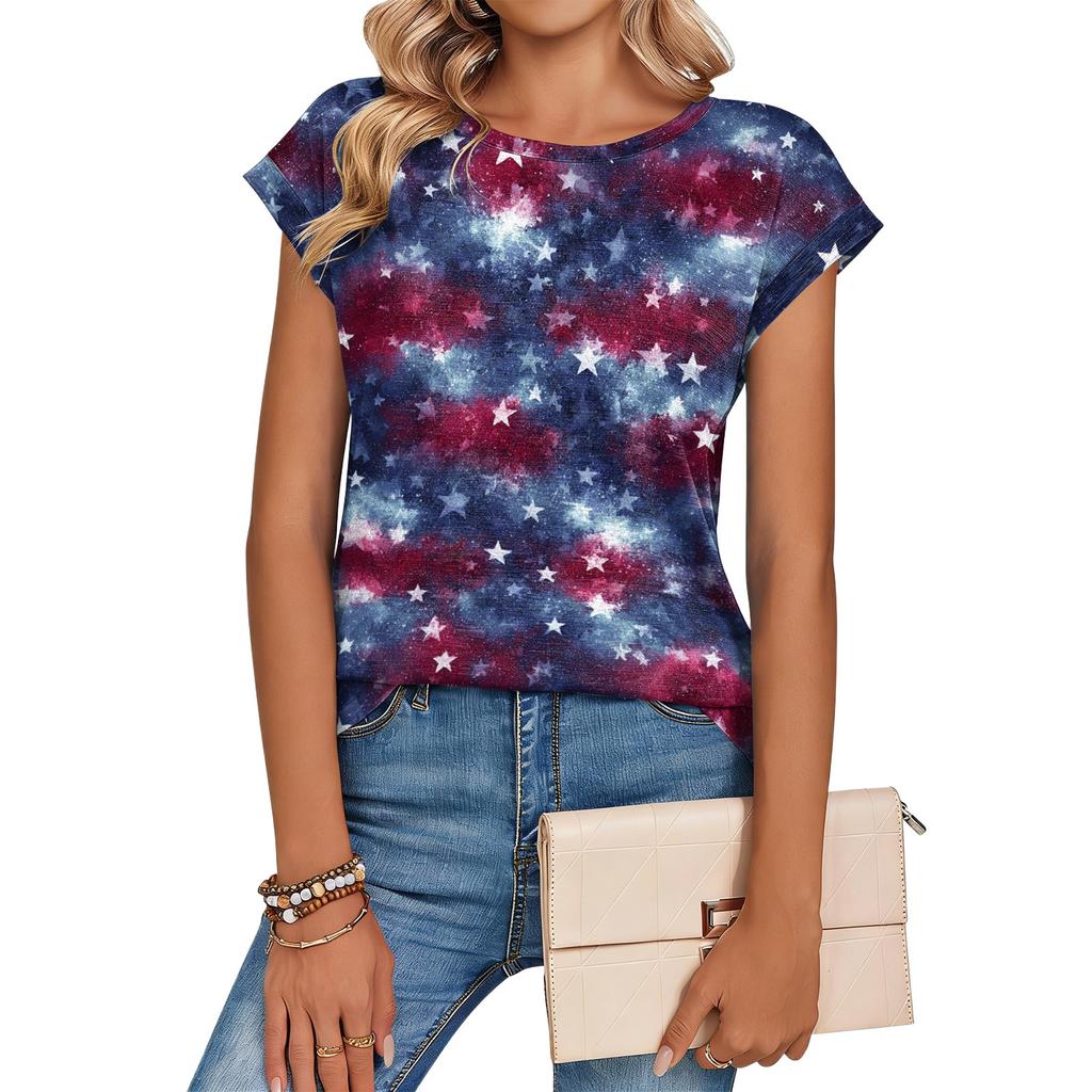 Women's Loose-Fit Fashionable Casual Retro Print T-Shirt