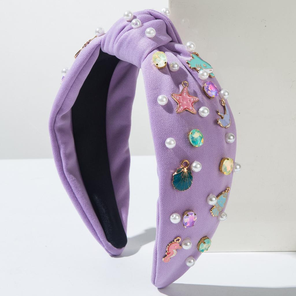 Holiday Style Headbands Alloy Marine Biological Accessories Nail Bead Inlaid Diamond Hair Accessories Women Hairband Hair Band