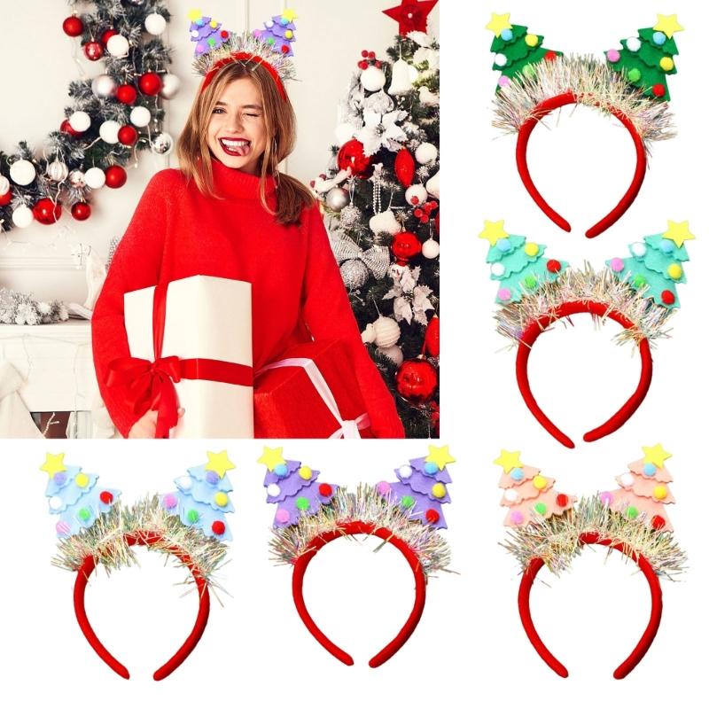 Saisonaler Spaß mit grünem Stoff Weihnachtsbaum Stirnband Einfach zu tragendes Stirnband Ornament für Kinder und Erwachsene Partykostüme