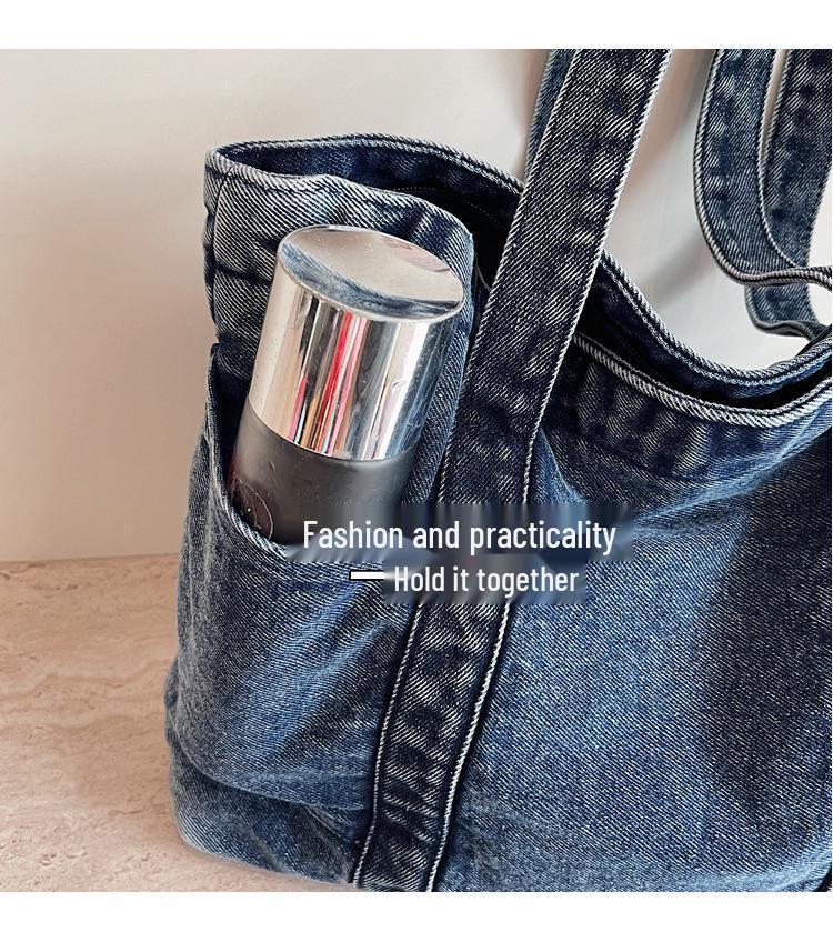 Women's Large Canvas Denim Tote - Lightweight and Versatile Shopping or Student Bag