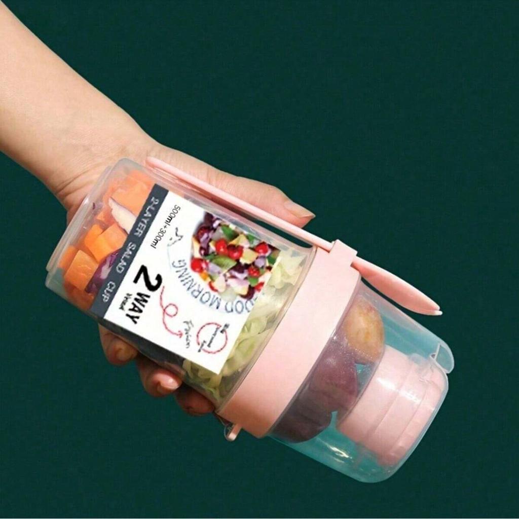 Salad Cups Carry Breakfast Cups Yogurt Cereal Oatmeal Snacks Parfait Containers and Salad Dressing Holders with Forks
