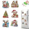 6Pcs Acrylic Special Shape Santa Claus Diamond Art Magnets Decals Diamond Painting Refrigerator Magnet for DIY Crafts Party Gift