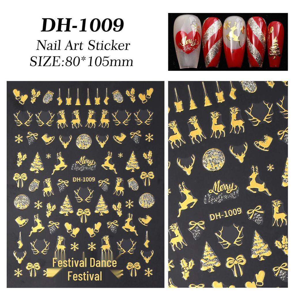Glitter Snowman Christmas Nail Stickers - Flat Back Adhesive for DIY Nail Art
