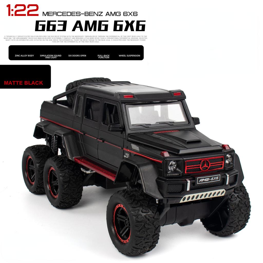 1:22 Mercedes-Benz G63 AMG 6X6 Off-road Vehicle SUV Alloy Model Car Diecast Simulation Sound Light Toys Car Children Gifts A72