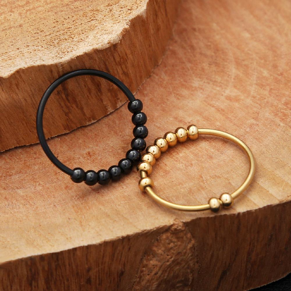 Anxiety Relief Spinner Ring 316L Stainless Steel Balls Beads Ring Rotate Freely For Men Women Jewelry Gifts