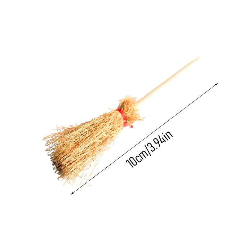 10pcs Mini Broom Witch Straw Brooms DIY Party Decoration Hanging Ornaments Halloween Props Dollhouse Accessories New