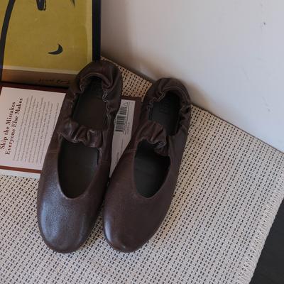 Version peau de mouton~ Chaussures Mary Jane pour femmes nouvelles ballerines françaises pour femmes chaussures plates plissées rétro polyvalentes à bouche légère