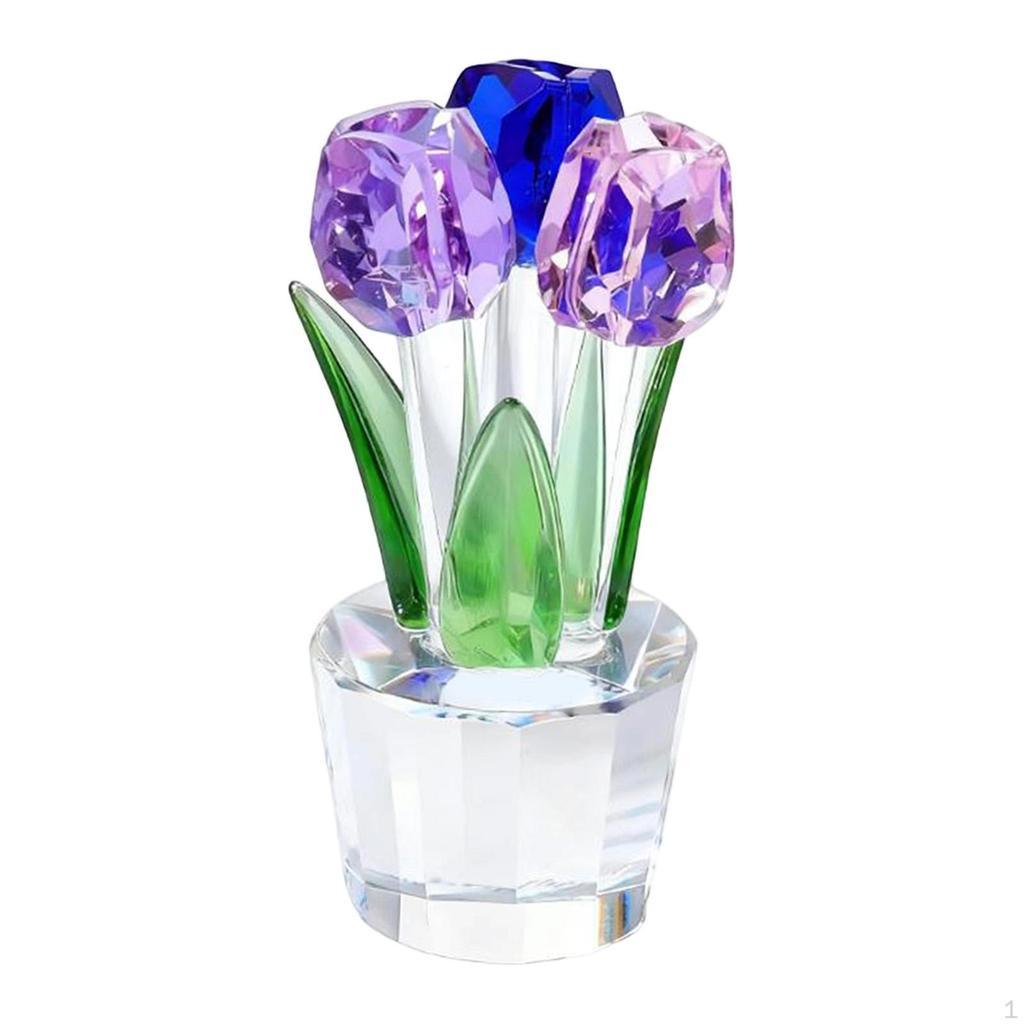 Crystal Craft Ornament Simple Style Desktop Living Room Decoration Flower Gifts