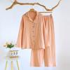 2026 New Spring and Autumn Women's Pajama Set 100% Cotton Crepe Solid Color Cat Long Sleeve Sweet Home Clothes Two Piece Set