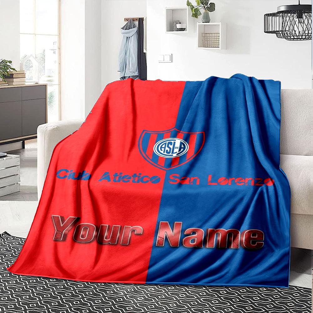 Name Custom San Lorenzo Logo Print Flannel Blanket High Quality Warm Comfortable Cover for All Seasons Perfect for Gifts Home Decor