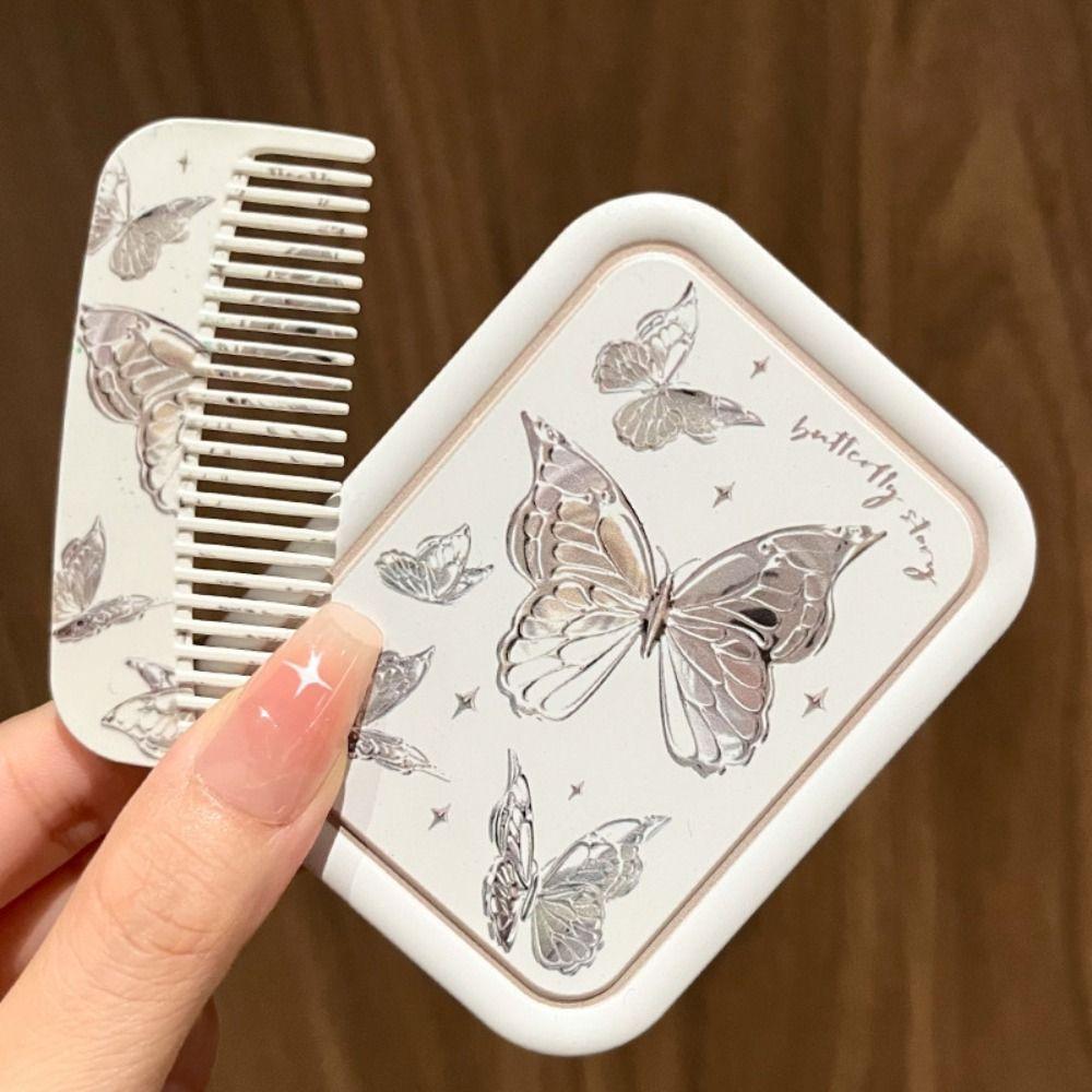 

Portable Pocket Mirror Foldable Makeup Mirror Mini Travel Mirror for women білий