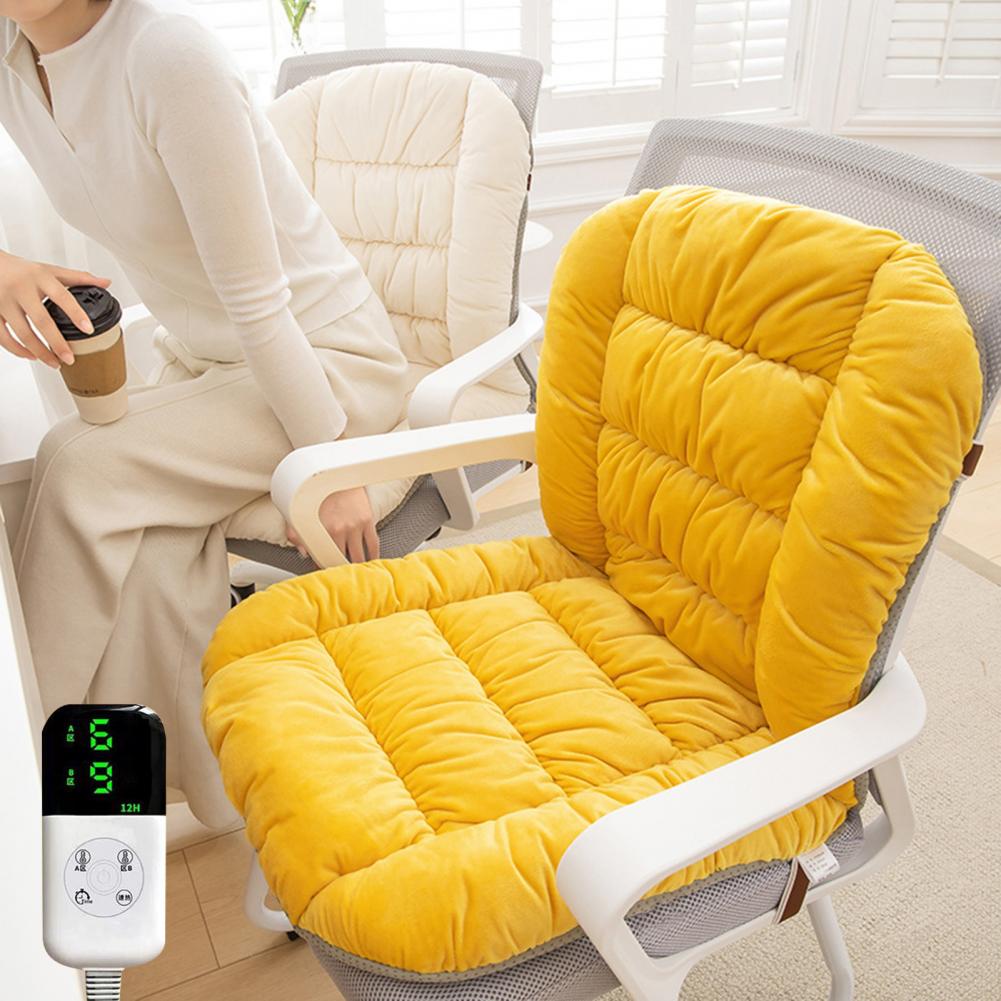 Plush Fabric Seat Cushion Usb Seat Cushion with Anti-slip Bands for Office Chair Chair Winter Thickened Keep Warm Computer Chair