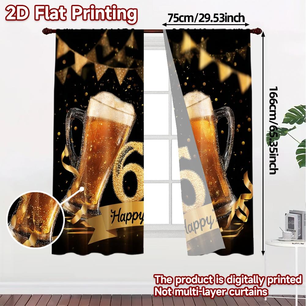 2pcs, 2D FLAT PRINTING Curtains (Without Rod) Golden Anniversary(1) Popular Curtains Digital Printed Prints Light Filtering