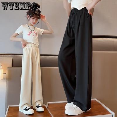 Pantaloni de vară pentru fete Pantaloni subțiri de vară Repelenți pentru țânțari Mătase de gheață Negru Costum pentru copii Pantaloni cu picior larg