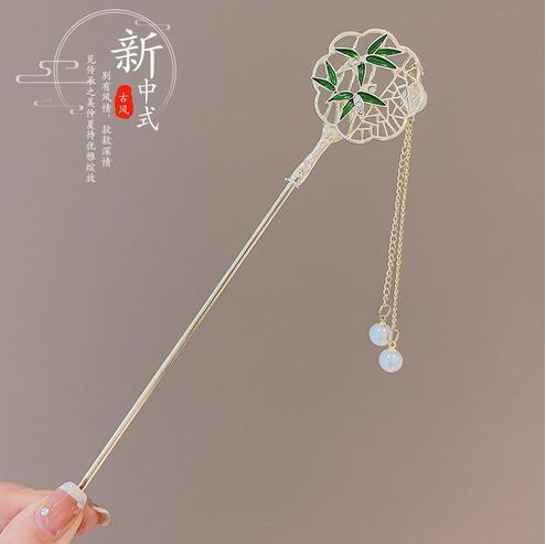 Vintage Chinese Style Hair Sticks Forks Flower Pearls Pendant Designs Women Girls Hanfu Dress Hairpins Side Clips Fringe Jewelry