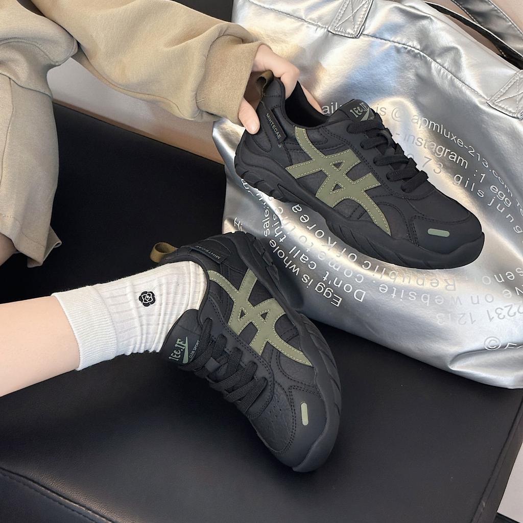 Leather sports shoes women's leather surface Agande training shoes new flat-bottomed versatile light jogging casual shoes