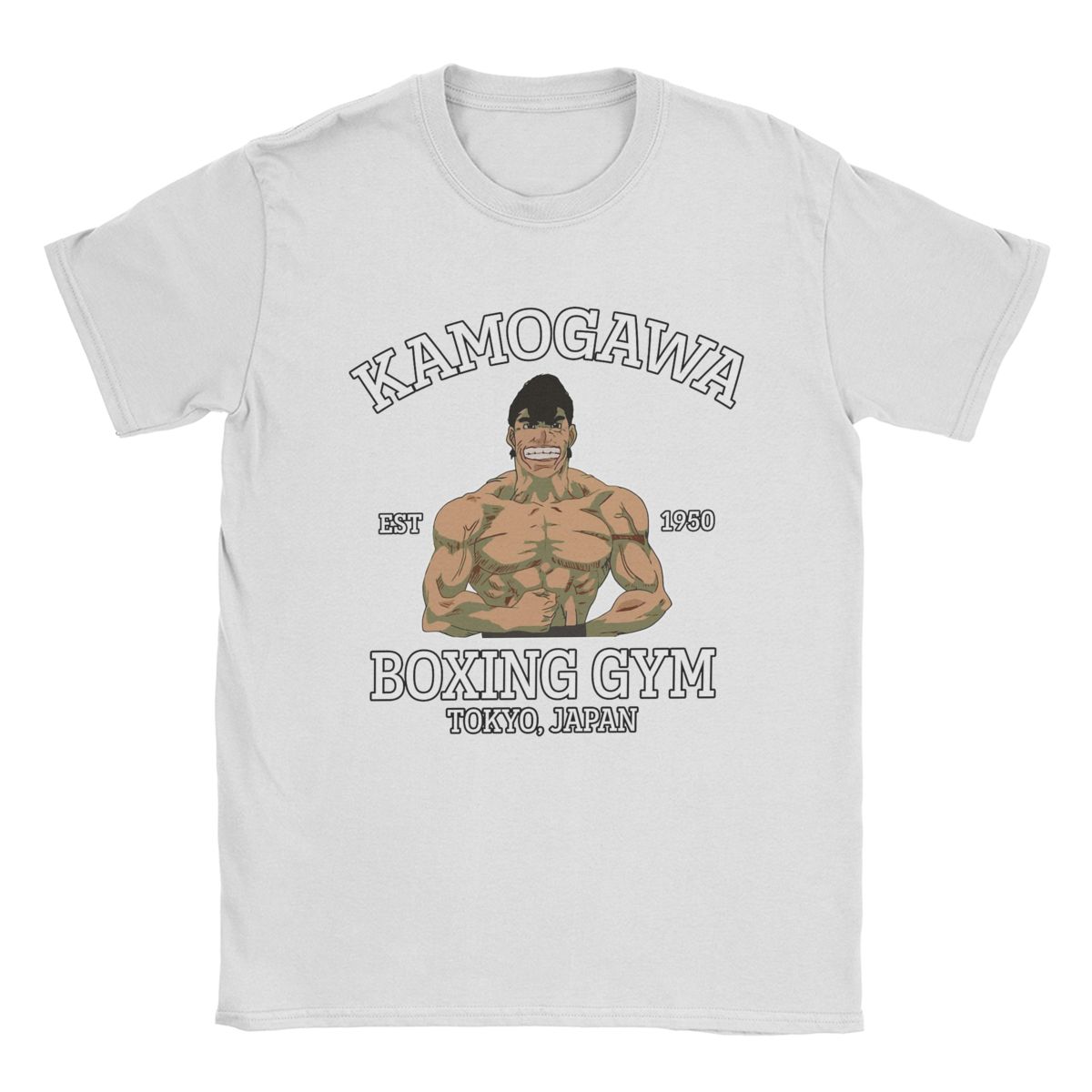 

Мужская футболка Kamogawa Boxing Gym Takamura Смешные футболки из чистого хлопка Hajime No Ippo Аниме Футболка с круглым вырезом Одежда Идея для подарка M белый