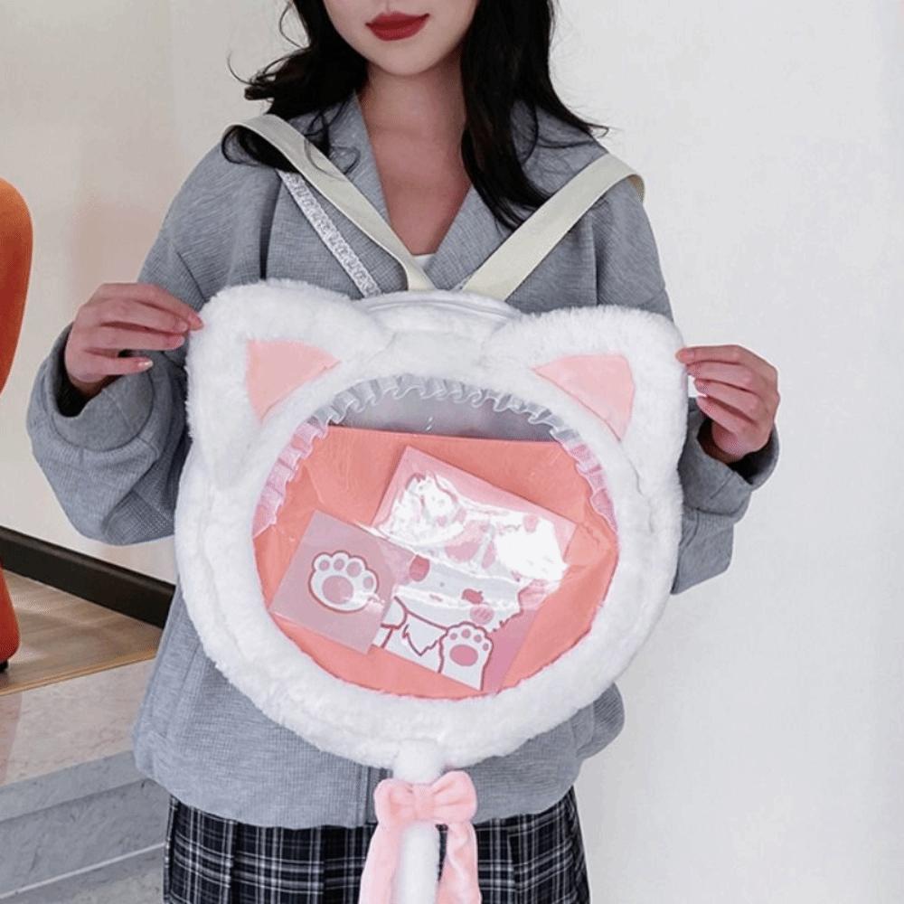 Crossbody Bag Transparent Pouch Itabag Japanese Style Plush Backpack Cute Cat Shoulder Bag  Lady