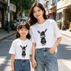 100% Baumwolle Maus-Print Passendes Rundhals-Kurzarm-Oberteil für Mutter und Tochter - Sommer-Essential