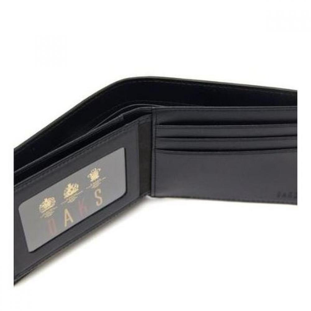 Daks Black Leather Dd Logo Classic Bi Fold Wallet