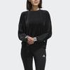 adidas Women's Black Velvet Crew Neck Loose Casual Sports Sweatshirt FI9254