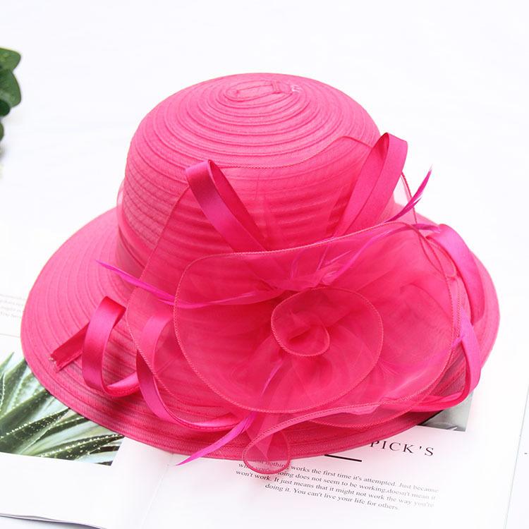 Summer Organza Fashion Hat Women'S Temperament Flower Seaside Sun Protection Sun Hat Foldable Sun Hat